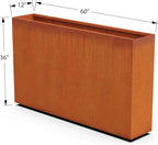 Plantercraft Large Rectangular Planters for Outdoor Plants | 60x12x36 Inch Corten Steel Planter | Extra Large Outdoor Planter Box for Patio Privacy Screen or Deck Divider | Heavy Duty Metal Planter