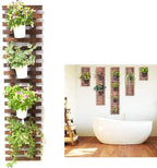 ShopLaLa Wall Planter - Hanging Wooden Wall Planter for Indoor Outdoor Plants, Vertical Garden, Plant Wall Mount Planter, Air Plant Succulent Holder for Flower Pot Display Hanger Frame 47.2" (120cm)
