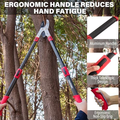 hautmec anvil loppers for tree trimming heavy duty showing dimensions