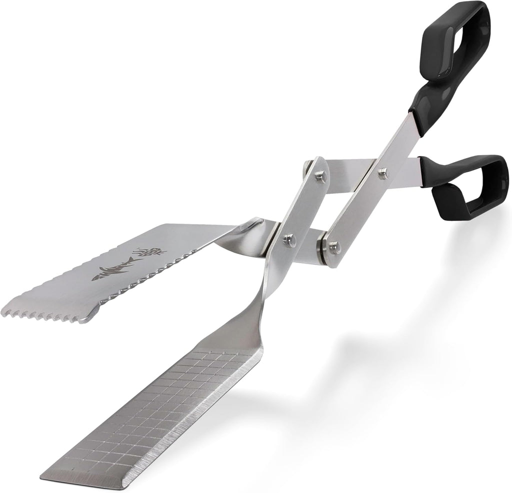 Grill Tongs - 17 inch Black. Professional steak grilling utensil. Long reach Barbeque Grilling Tongs. Ideal for steak, fish, burger, and sausage
