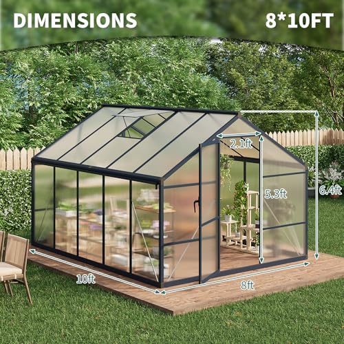 garvee 8x10ft walk-in greenhouse, heavy duty large outdoor, close-up detail