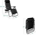 Best Choice Products Set of 2 Adjustable Steel Mesh Zero Gravity Lounge Chair Recliners w/Pillows and Cup Holder Trays - Black
