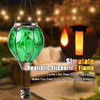 St Patricks Hot Air Balloon Solar Lantern - Patrick's Shamrock Glass Lantern, Simulated Flickering & Dancing Flame, Outdoor Hummingbird Hanging Yard Light for Patio Porch Decor Irish Clover Gift
