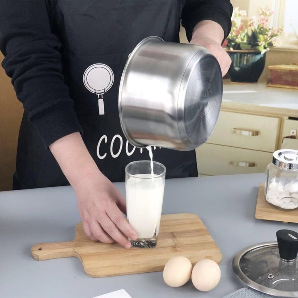 Stainless Steel Milk Pot Auxiliary Food Add Thick Compound Bottom Prevent Hot Single Handle