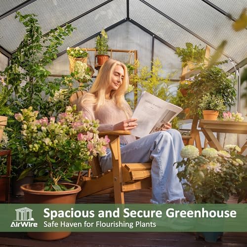 airwire 8×12 ft walk-in polycarbonate greenhouse for outdoor on a desk or shelf