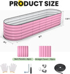 pattiumo galvanized raised garden bed 8x2x1.5 ft, oval showing dimensions
