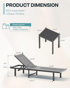 Lounge Chair Outdoor with Wheels, Aluminum Chaise Lounge Outdoor Chair with 5 Adjustable Backrest - Easy to Move- Pool Lounge Chairs for Patio, Poolside (Darkgray)