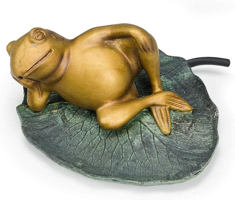 Aquascape Lazy Frog on Lily Pad Spitter Fountain for Ponds and Water Gardens, 78311