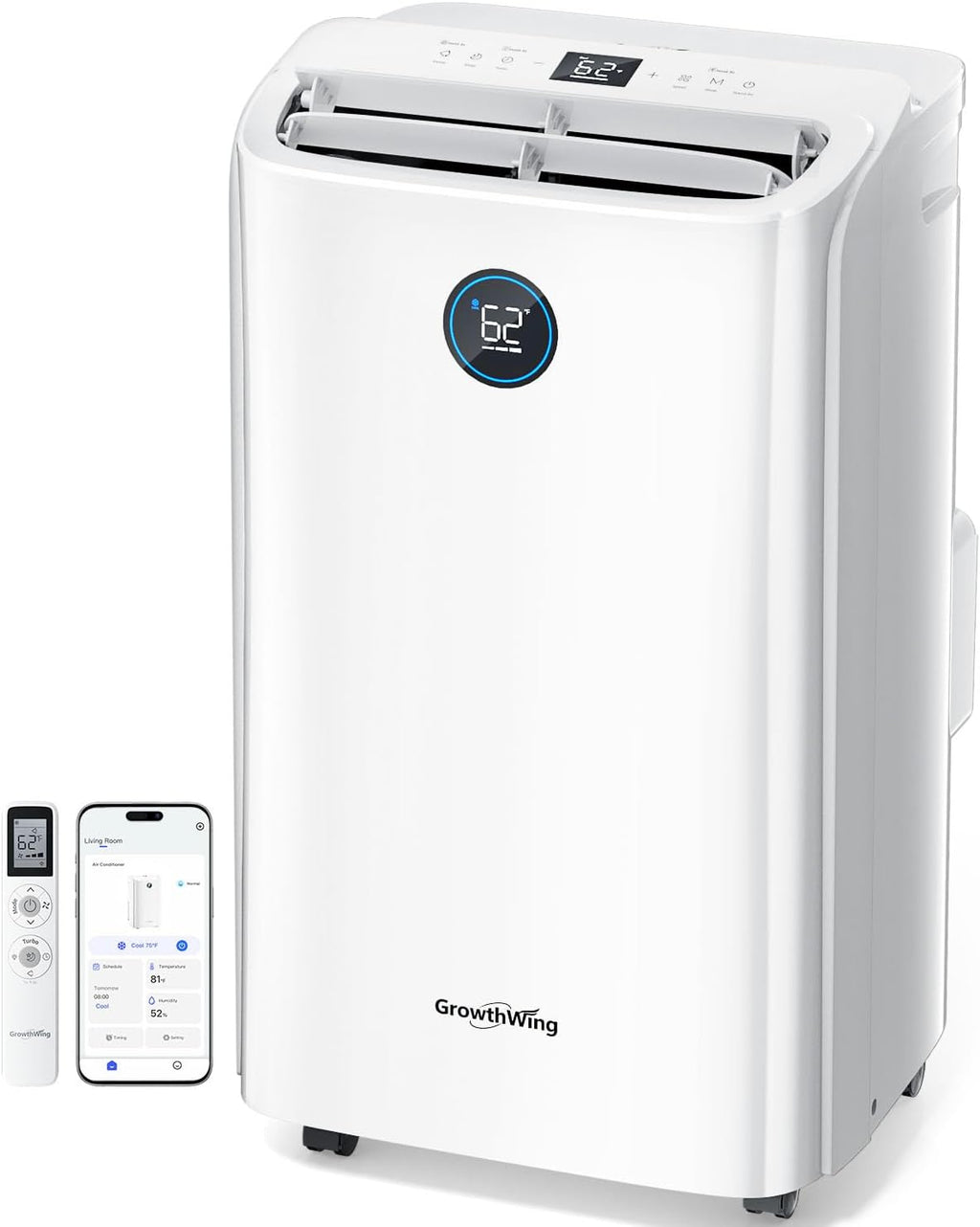 14,000 btu smart wifi portable air conditioner, cools, main product view