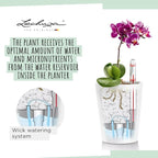 Lechuza MINI-DELTINI Shiny Taupe High Gloss, Self-Watering Small Indoor Planter, H5.1 L3.9 W3.9 in