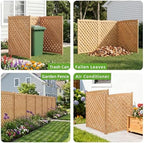 3-panel outdoor air conditioner fence screen, outside wood, side view