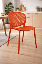 2xhome Set of 2 Patio Dining Chairs | Modern Stackable Outdoor Pool Side Chair | Weather Resistant Plastic for Yard, Porch, Balcony, Kitchen, Orange
