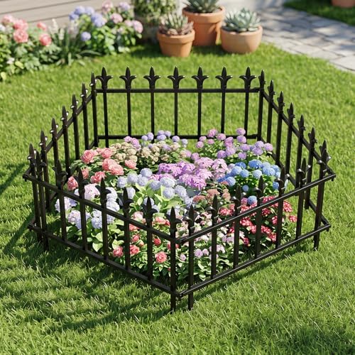 giantex 5 panels decorative metal garden fence, 9, close-up detail