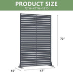 Casaphoria Metal Privacy Screen Outdoor, 72" H x 47" W Freestanding Decorative Privacy Screen for Patio Deck Balcony Garden with Stable Base, Grey-Benjamin