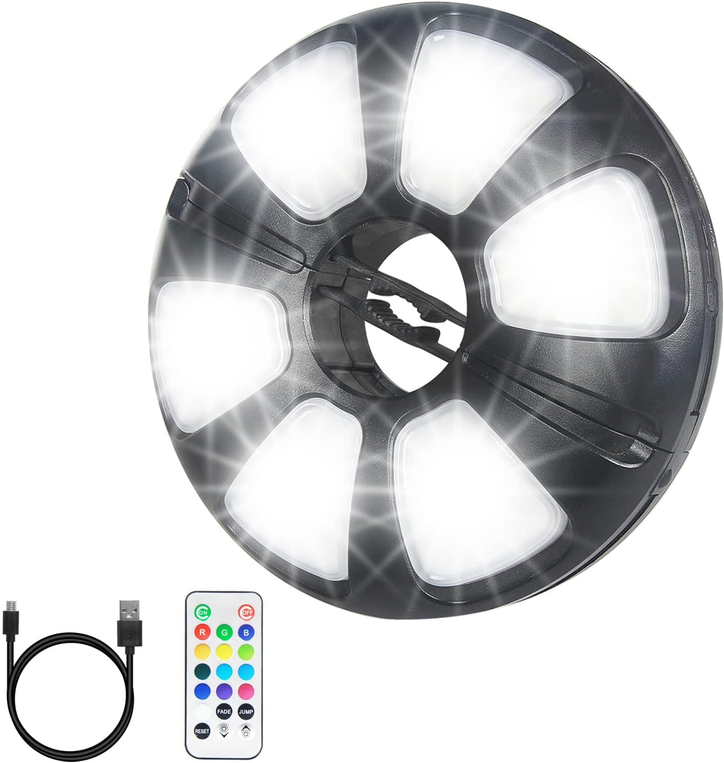 Arixinks 12 Colors Patio Umbrella Light with Remote Control/Cordless Rechargeable or AA Battery Operated Under Umbrella Pole Lights /300Lumens Dimmable/Pole Light for Patio Table Umbrellas Outdoor
