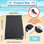 GORGECRAFT 1pc Beach Sling Chair Replacement Canvas 47.2x17.3 Inch Lounge Chair Replacement Fabric with Fringe Black Chair Fabric Reclining Sling Replacement for Sunbathing Courtyard Patio Outdoor