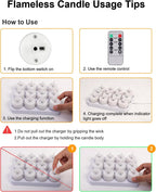 12 Pack Tea Lights Candles Battery Operated with Charging Dock, Remote Control Rechargeable Candles, Flickering Flameless LED Tealight for Votive, Table Decorations, Wedding, Halloween, Christmas