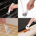 2-Color Stove Cleaning Brush - 2-in-1 Scraper & Brush Set(White & Black) | Grill Cleaning Tool with Curved Design