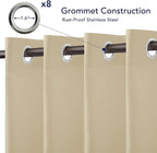 PureFit Outdoor Curtains for Patio Waterproof Weatherproof, UV Resistant Outside Curtains for Gazebo, Front Porch, Pergola, Sun Blocking Privacy Curtain, 52W x 95L inch, 1 Panel, Beige