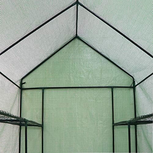 2-tier 8-shelf mini walk-in greenhouse portable plant herb, front angle view