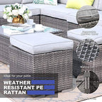 patiorama 2 pieces assembled outdoor patio ottoman, grey, side view