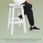Outdoor Bar Stools Set of 2, Waterproof Barstools, Easy to Clean and Care, for Bar, Kitchen Counter, Deck, and Patio, White