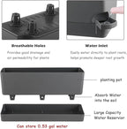 2 Pack Rectangle Self Watering Pots for Indoor Plants 17 Inches Window Boxes Planters Rectangular Flower Pots Herb Large Plant Pots with Drainage Holes and Saucers Windowsill Planter, Grey