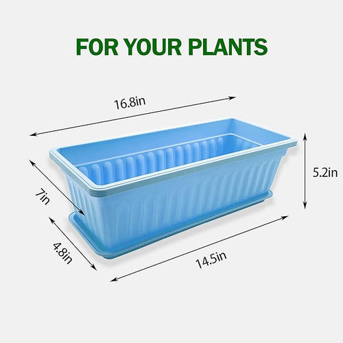 4 Packs 17 Inch Rectangular Window Flower Box Planter with Tray for Balcony, Windowsill, Garden