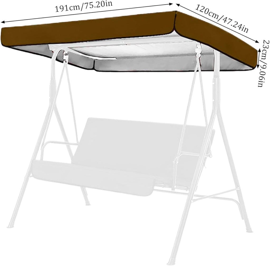 Swing Canopy Replacement 75x47 Inch Waterproof Sunproof Outdoor Swing Cover Replacement Patio Hammock Canopy Roof for Garden Chair Coffee