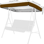 Swing Canopy Replacement 75x47 Inch Waterproof Sunproof Outdoor Swing Cover Replacement Patio Hammock Canopy Roof for Garden Chair Coffee
