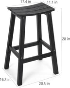 Stoog All-Weather Bar Stools Set of 4, 28" Height Outdoor Bar Stools, Low Maintenance, for Patio, Deck, Kitchen Counter, and Garden, Black