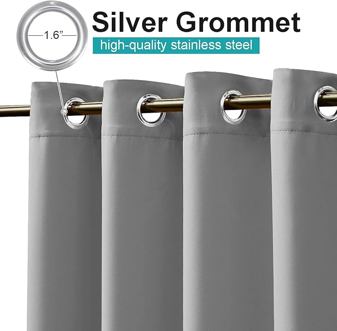 NICETOWN Patio Outdoor Curtain Waterproof Weighted Extra Wide, Grommet Vertical Blinds Thermal Insulated Blackout Outdoor Drape for Gazebo, Silver Grey, 1 Panel, 120" Wide by 95" Long