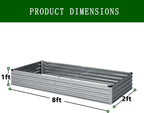 8x2x1ft galvanized raised garden bed kit,gardening planter box shown in use