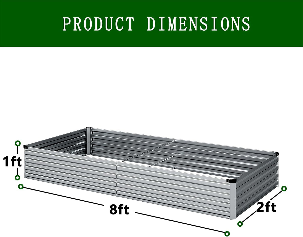 8x2x1ft galvanized raised garden bed kit,gardening planter box shown in use