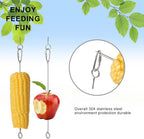 Durable 304 Stainless Steel Hanging Squirrel Feeder Outside, Squirrel Feeders for Outdoors, Chipmunk Feeder, Squirrel Food for Backyard Squirrels Hold Corn, Corn Cob(1Feeder Rod - Chain Not Included)