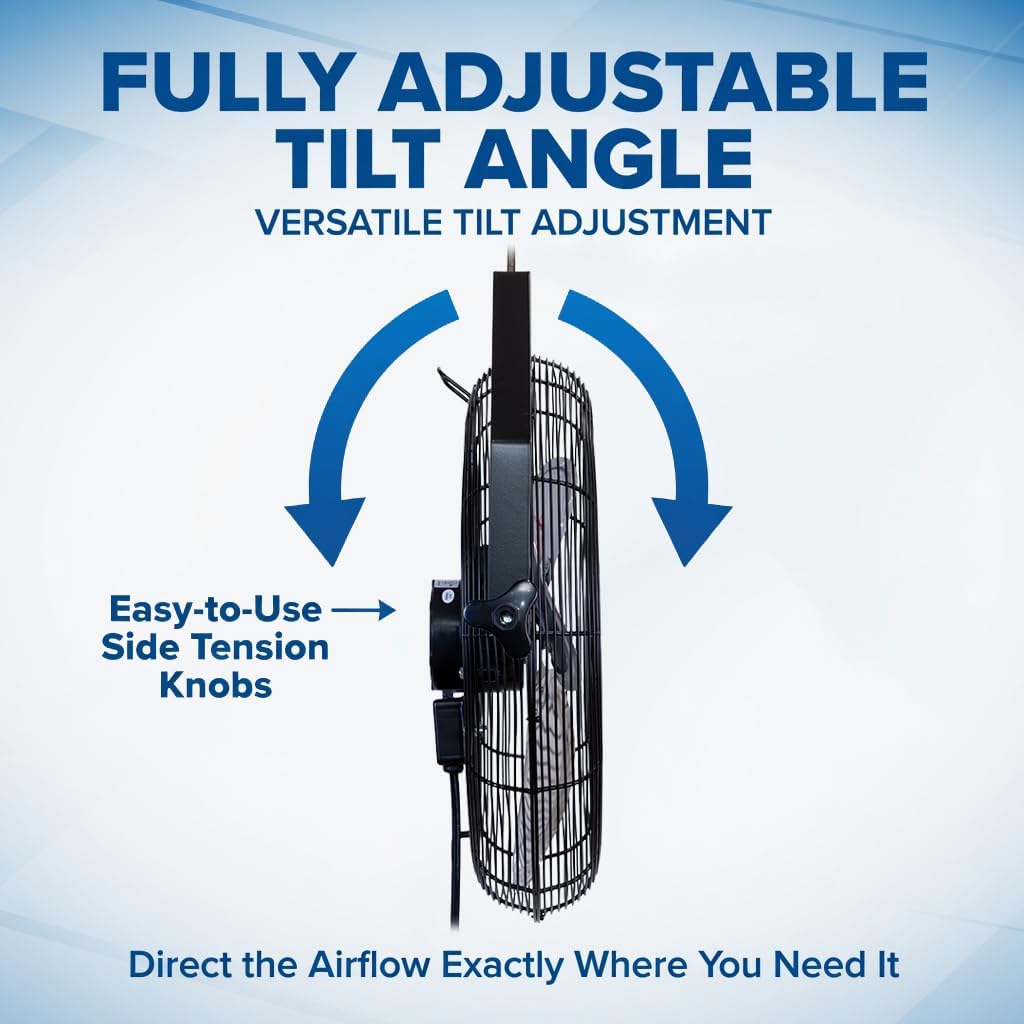 iliving 18 inch wall mount fan, 4550 cfm, side view
