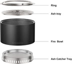 27 inch smokeless fire pit with waterproof cover showing dimensions