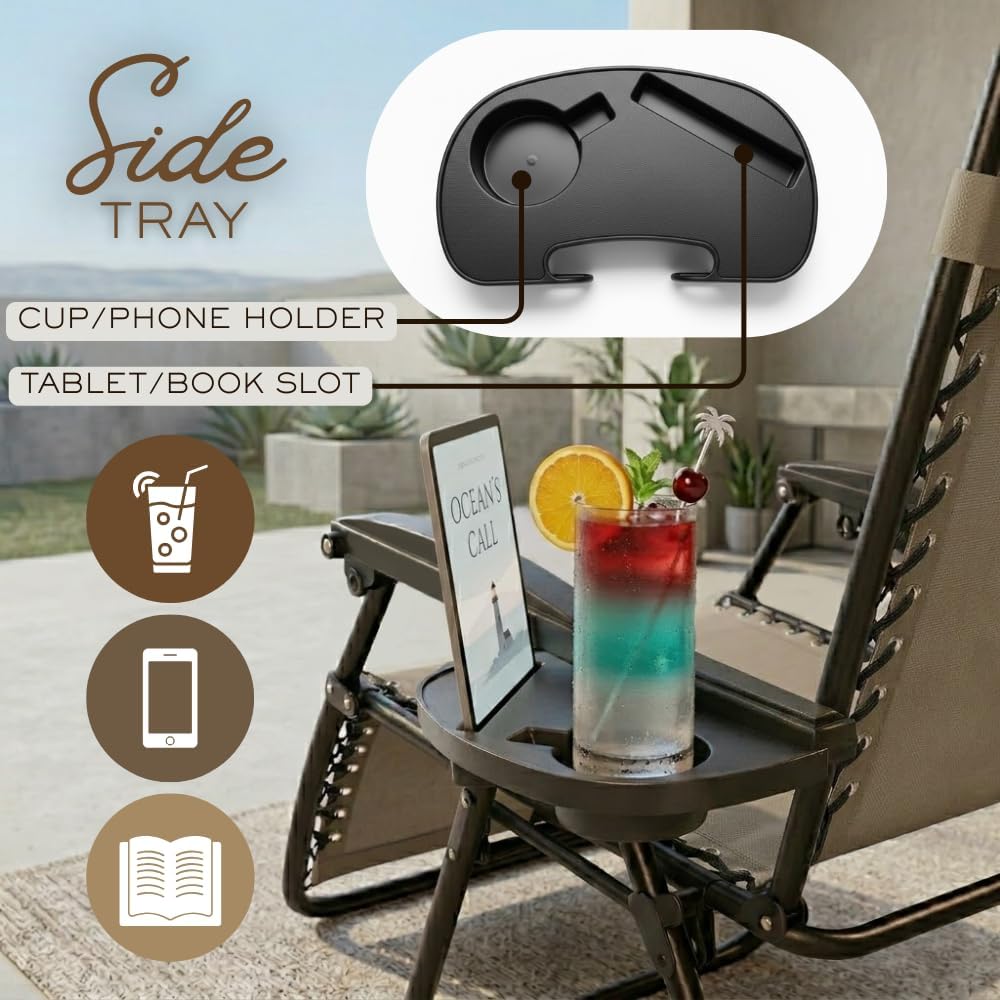 2-Pack Adjustable Zero Gravity Lounge Chair with Steel Mesh Fabric: Reclining Lawn Chair Featuring Comfort Pillow, Cup Holder Tray, and Customizable Recline Positions
