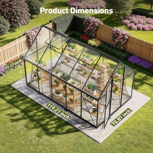 6x10ft greenhouse with hygrometer, windproof warm plant green on a desk or shelf