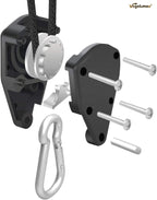 1/8Inch Heavy Duty Adjustable Rope Clip Hanger Reinforced Metal Internal Gears for Growing Light Fixtures,Various Tie-Down Uses,Loose-Proof Design,8ft Long,150lbs Weight Capacity,Black,1Pair