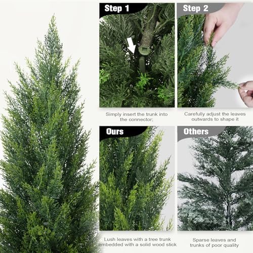 vitalismo 4ft artificial cedar trees set of 2, side view