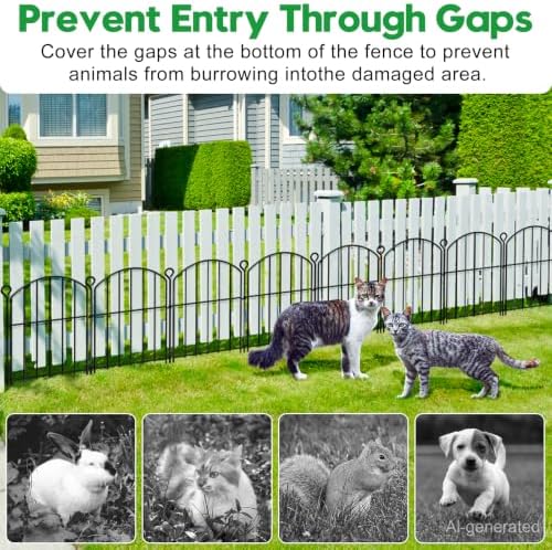 decorative garden fence 17in (h) x15ft (l),arched rustproof, side view
