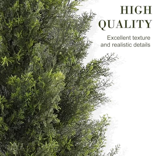 6ft artificial cedar topiary trees, set of 2, close-up detail