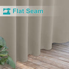 NICETOWN 2 Panels Natural Outdoor Patio Curtainss Waterproof, Detachable Sticky Tab Top Thermal Insulated Privacy Indoor Outdoor Drapes Cold & Heat Block Room Darkening for Pergola, W52 x L84