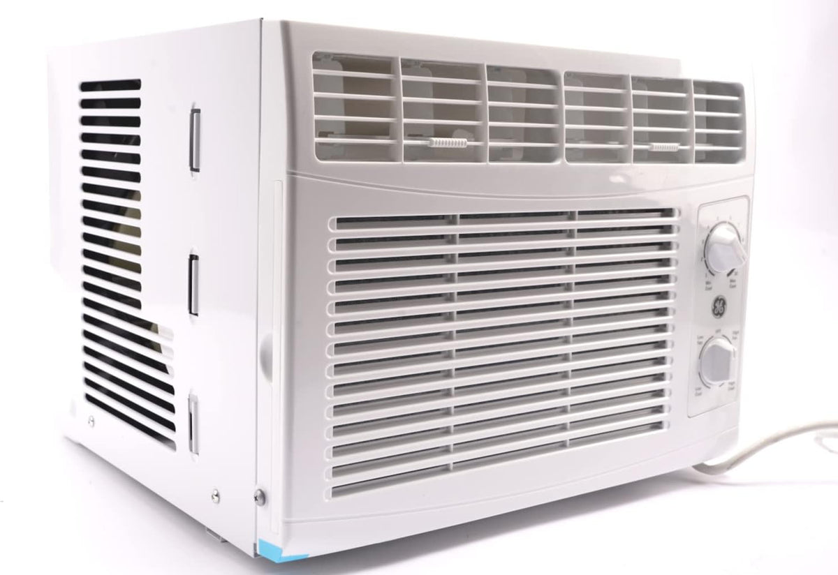 ge 5,000 btu mechanical window air conditioner for, side view