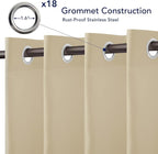 PureFit Outdoor Curtains for Patio Waterproof Weatherproof, UV Resistant Outside Curtains for Gazebo, Front Porch, Pergola, Sun Blocking Privacy Curtain, 150W x 84L inch, 1 Panel, Beige