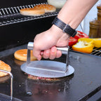 HULISEN Stainless Steel Burger Press, 6.2 inch Round Burger Smasher, Professional Griddle Accessories Kit, Grill Press Perfect for Flat Top Griddle Grill Cooking | Flat Edge, Even Pressure for Thin Patties, Dishwasher Safe, Griddle Accessories Fit Flat
