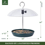 Kingsyard Platform Bird Feeder with Adjustable Dome for Outdoors Hanging | Metal Tray, Adjustable Dome, Adjustable Bird Access, Rain-Resistant, Drainage Holes, Seed & Mealworm Feeder, Green, 2 Pack