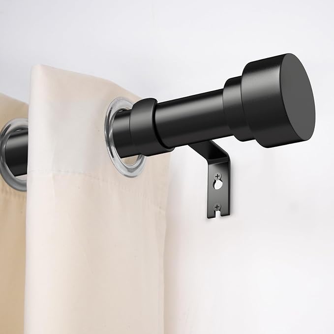 Time Forest Black Curtain Rods for Windows 32 to 120 Inch (2.6-10 Feet), 1 Inch Diameter Adjustable Heavy Duty Curtain Rod, Modern Style Indoor Outdoor Long Window Drapery Rods with End Caps