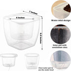 12-Pack Clear Self Watering Planters for Indoor Plants 7" Large African Violet Plant Pots Plastic Wick Flower Pots with Water Injection Hole, Orchid Plant Pot Set, Clear